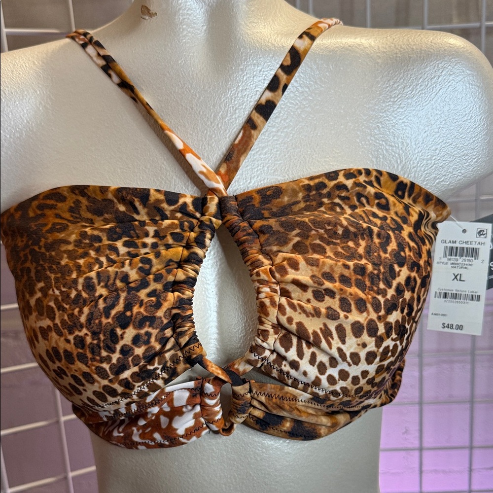 Bar III cheetah Animal Print Bikini Top XL